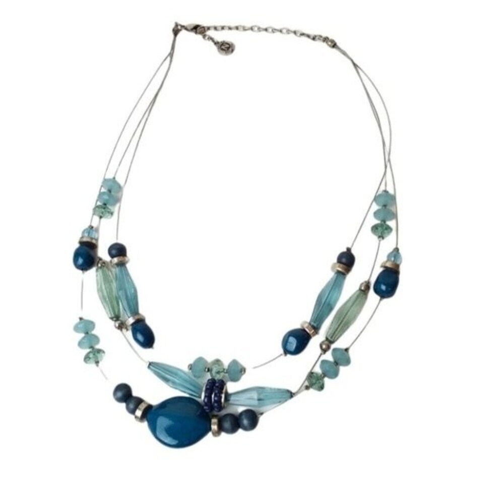 Napier Blue Beaded Wire Strand Necklace